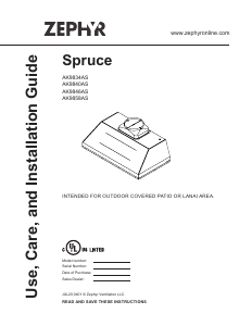 Handleiding Zephyr AK9858AS Spruce Afzuigkap