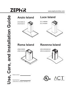 Bruksanvisning Zephyr ZLC-E42BS Luce Island Köksfläkt