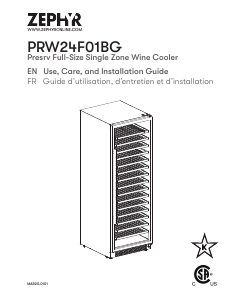 Manual Zephyr PRW24F01BG Wine Cabinet