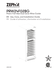 Mode d’emploi Zephyr PRW24F02BG Cave à vin
