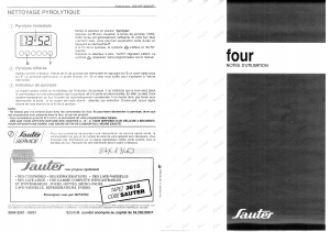 Mode d’emploi Sauter 9311CP1 Four