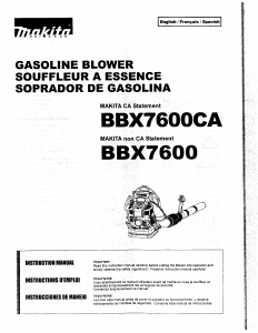 Manual Makita BBX7600CA Leaf Blower