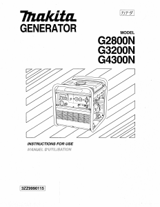 Bruksanvisning Makita G4300N Generator