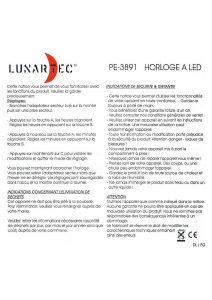 Mode d’emploi Lunartec PE-3891 Horloge