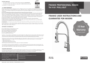 Handleiding Franke TA 9101 PULL-OUT Kraan