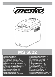Руководство Mesko MS 6022 Хлебопечка