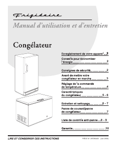 Mode d’emploi Frigidaire FFU21M7HW Congélateur