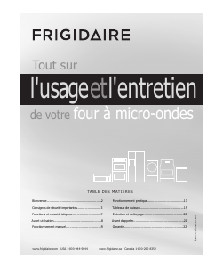 Mode d’emploi Frigidaire CFCM1134LS Micro-onde