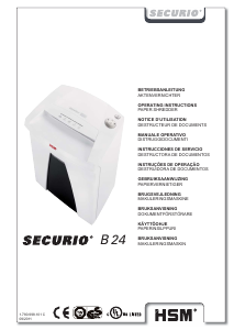 Handleiding HSM Securio B24 Papiervernietiger