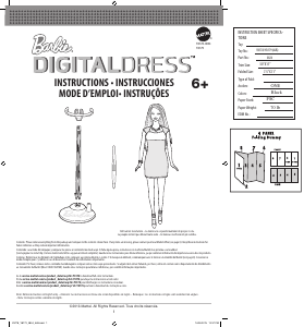 Handleiding Mattel Y8179 Barbie Digital Dress Doll