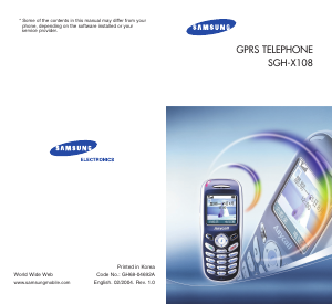 Bruksanvisning Samsung SGH-X108 Mobiltelefon