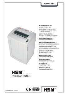 Handleiding HSM Classic 390.3 Papiervernietiger
