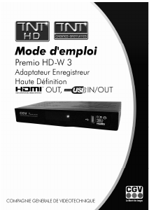 Mode d’emploi CGV Premio HD-W3 Récepteur numérique