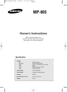 Bruksanvisning Samsung MP-80SA12M Mediaspelare
