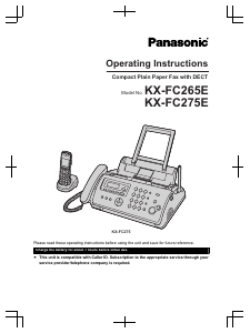 Manual Panasonic KX-FC275E Fax Machine