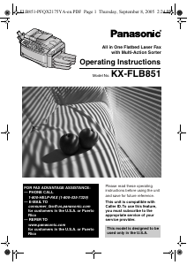Manual Panasonic KX-FLB851 Fax Machine