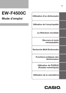 Mode d’emploi Casio EW-F4500C Dictionnaire électronique