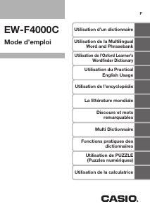 Mode d’emploi Casio EW-F4000C Dictionnaire électronique