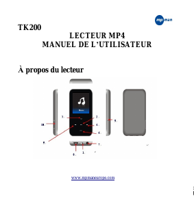 Mode d’emploi Mpman TK-200 Lecteur Mp3