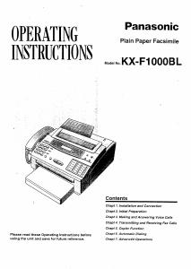 Manual Panasonic KX-F1000BL Fax Machine