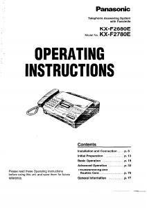 Manual Panasonic KX-F2680E Fax Machine