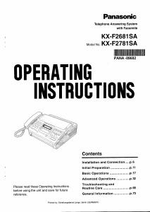 Manual Panasonic KX-F2681SA Fax Machine