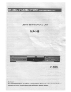 Mode d’emploi CDMC MA-108 Lecteur DVD