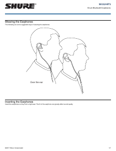 Handleiding Shure SE112-BT1 Koptelefoon