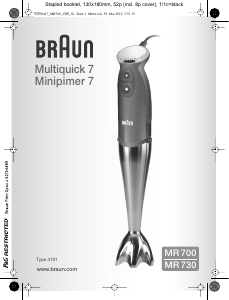 Hướng dẫn sử dụng Braun MR 730 Multiquick 7 Máy xay sinh tố cầm tay