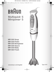 Manual Braun MR 530 Sauce Multiquick 5 Varinha mágica