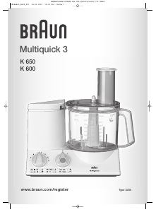 Manual Braun K 650 Multiquick 3 Food Processor