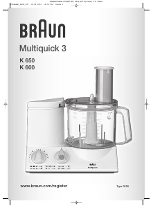 Handleiding Braun K 600 Multiquick 3 Keukenmachine