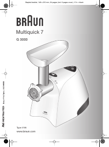 Руководство Braun G 3000 Multiquick 7 Мясорубка