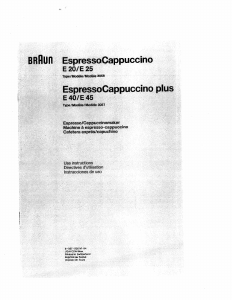 Manual Braun E 20 EspresssoCappucino Coffee Machine