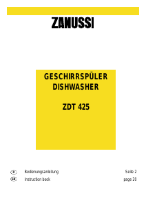 Bedienungsanleitung Zanussi ZDT425 Geschirrspüler