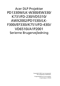 Brugsanvisning Acer PD1330W Projektor