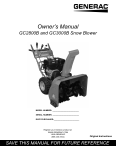 Manual de uso Generac SB13128GENG Soplador de nieve
