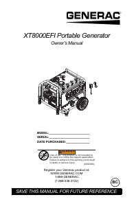 Manual de uso Generac 7162 XT8000EFI Generador