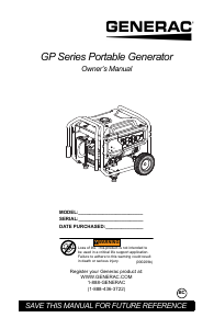 Mode d’emploi Generac 7680 GP6500 COsense 49ST Générateur