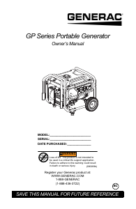 Manual Generac 7673 GP8000E COsense 50ST Generator