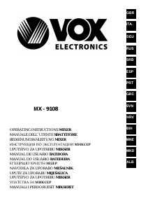 Manual Vox MX9108 Hand Mixer