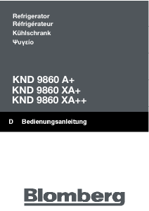 Bedienungsanleitung Blomberg KND 9860 XA+ Kühl-gefrierkombination