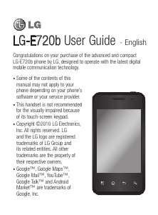 Bruksanvisning LG E720b Mobiltelefon