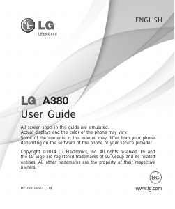 Manual LG A380 Mobile Phone