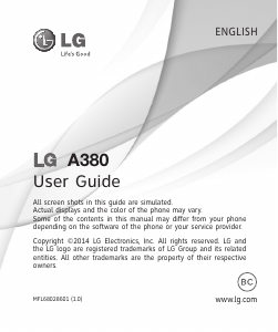 Bruksanvisning LG A380 Mobiltelefon