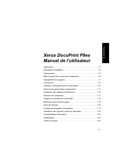 Mode d’emploi Xerox DocuPrint P8ex Imprimante