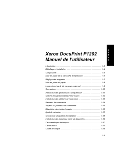 Mode d’emploi Xerox DocuPrint P1202 Imprimante