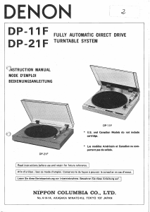 Bedienungsanleitung Denon DP-21F Plattenspieler