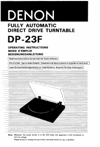 Bedienungsanleitung Denon DP-23F Plattenspieler