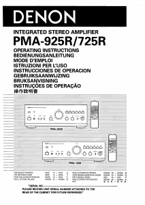Mode d’emploi Denon PMA-925R Amplificateur
